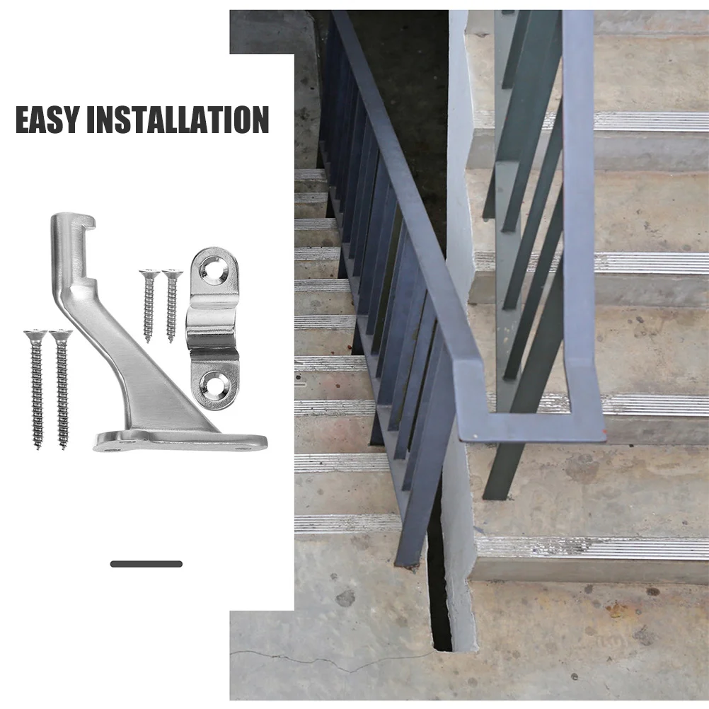 3Sets Handrail Brackets for Indoor Stairs Easy Installation Railing Hardware Durable Stainless Steel Handrail Holder Set