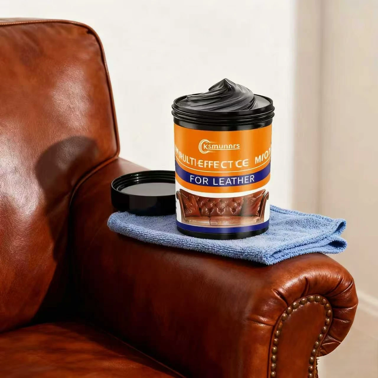 Ksmunnrs 150G Cera per manutenzione multieffetto: balsamo per la cura della pelle del seggiolino auto/divano, rivività istantanea e protezione duratura