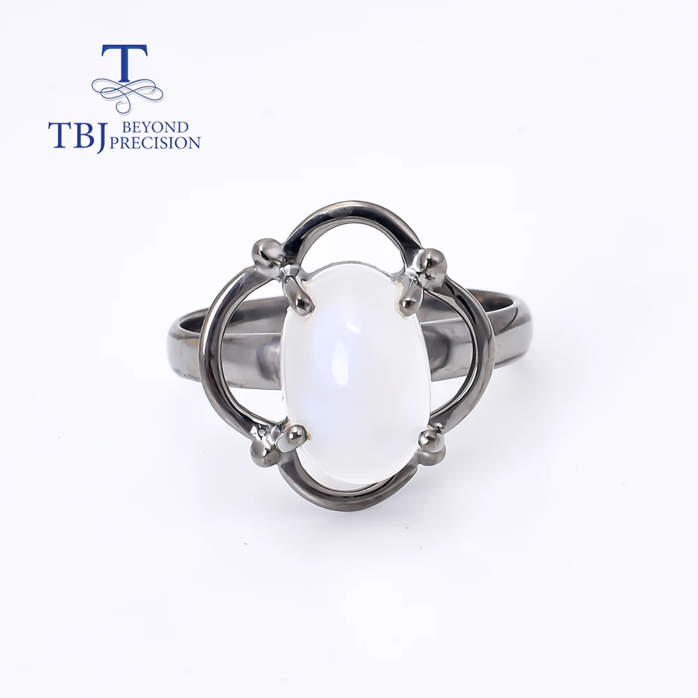 2026 100% Natural 4.2ct blue moonstone Ring precious gemstone jewelry 925 sterling silver fine jewelry for women best gift