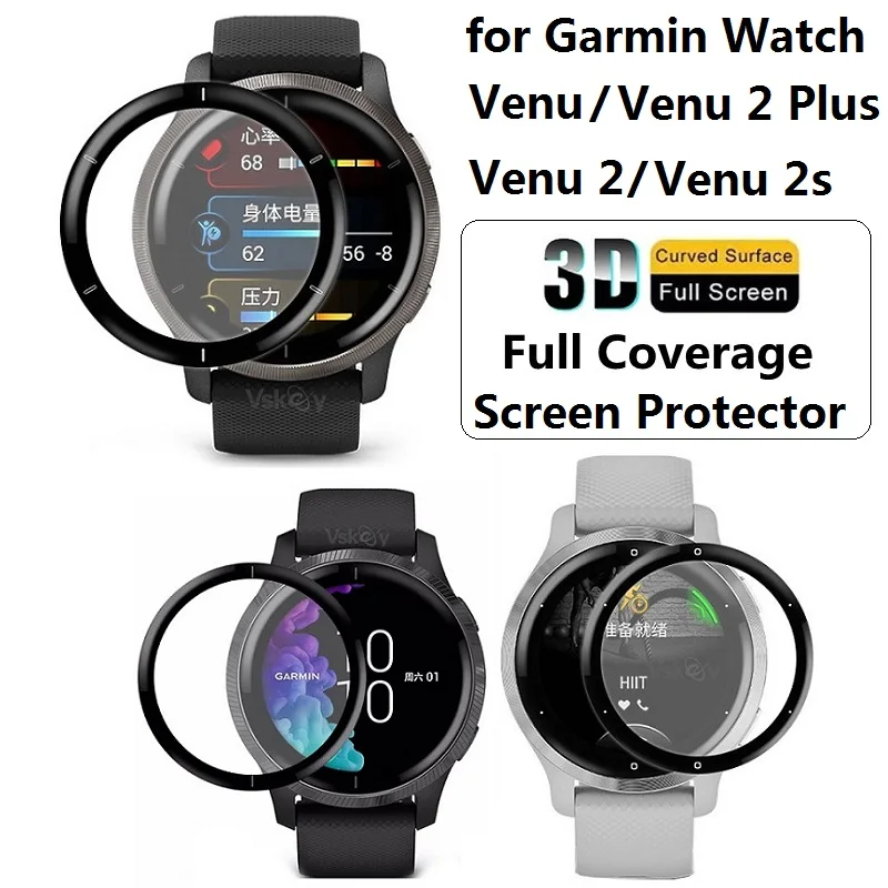 

100PCS 3D Curved Soft Screen Protector for Garmin Venu 2S Venu 2 Plus Full Coverage Smart Watch Protective Film (No Glass)