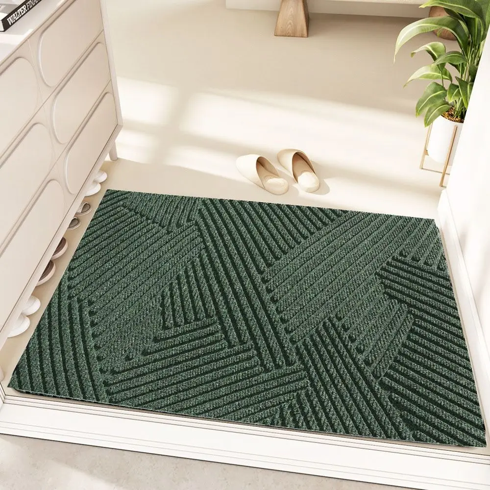 Bath Mat 3D Groove Entrance Doormat Waterproof Geometric Wave Pattern Floor Mat Non-Slip Stain Resistant Door Rug Office