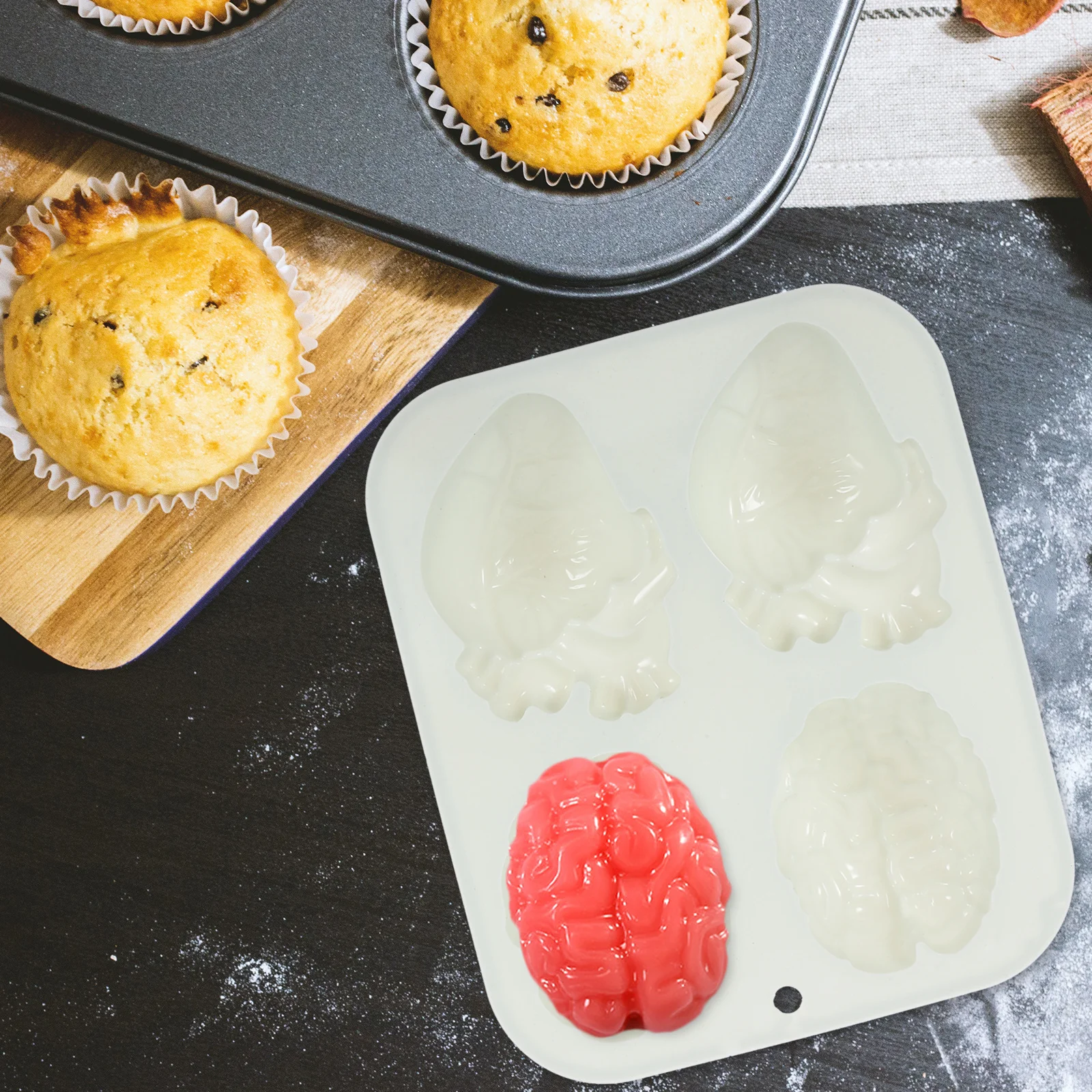 Moules à gâteaux d'halloween en forme de cœur, en Silicone, pour cerveau de chocolat, outils, accessoires de bijoux en résine à faire soi-même
