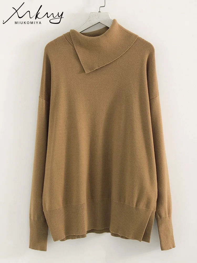 Camel Sweaters Women Autumn Officewear Elegant Knitwear Slim Long Sleeve Tops Ladies Office Warm Pulls Femmes Sweaters For Women