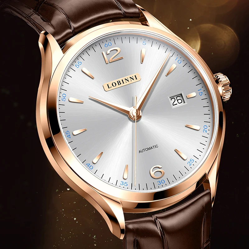 LOBINNI New Classic Business Automatic Mechanical Watches Ultra Thin Luxury Men Dress Watch Seagull ST2130 Movement Watches