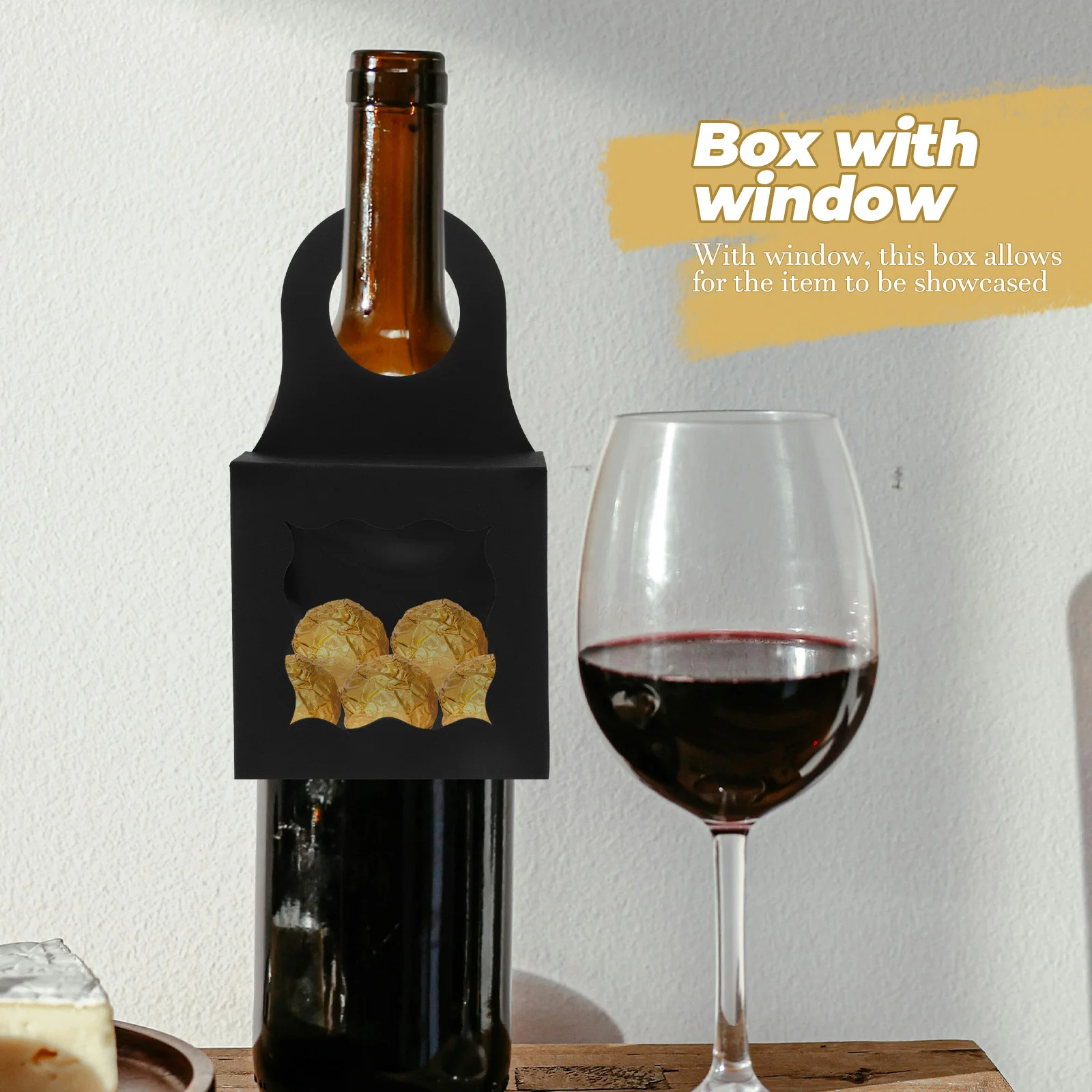 Cajas para colgar botellas de vino, estuche de almacenamiento de regalo plegable con ventana para exhibición y embalaje, estuche de almacenamiento de regalo, 25 uds.