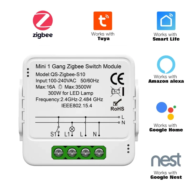 Zigbee switch 1/2/3 curtain switch module, zero fire intelligent  graffiti intelligent switch