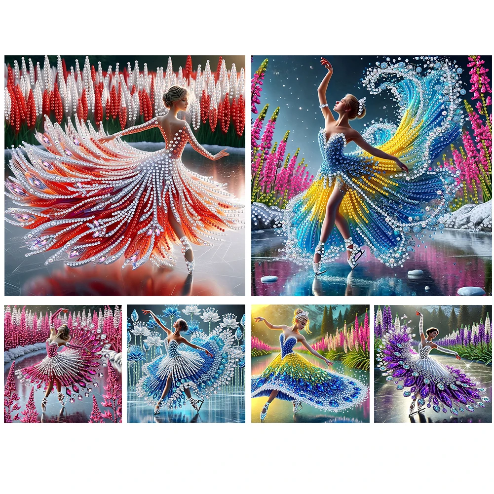 5D DIY Partial Special Shaped Drill Diamond Painting Kit Girl Decoration 30x30cm - view 2