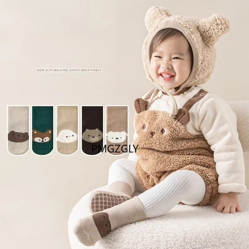 

6 Pairs Spring Autumn New Kids Non-Slip Socks Cartoon Fox and Bear Cute Pattern Children Boys Girls Baby Floor Socks Comfortable