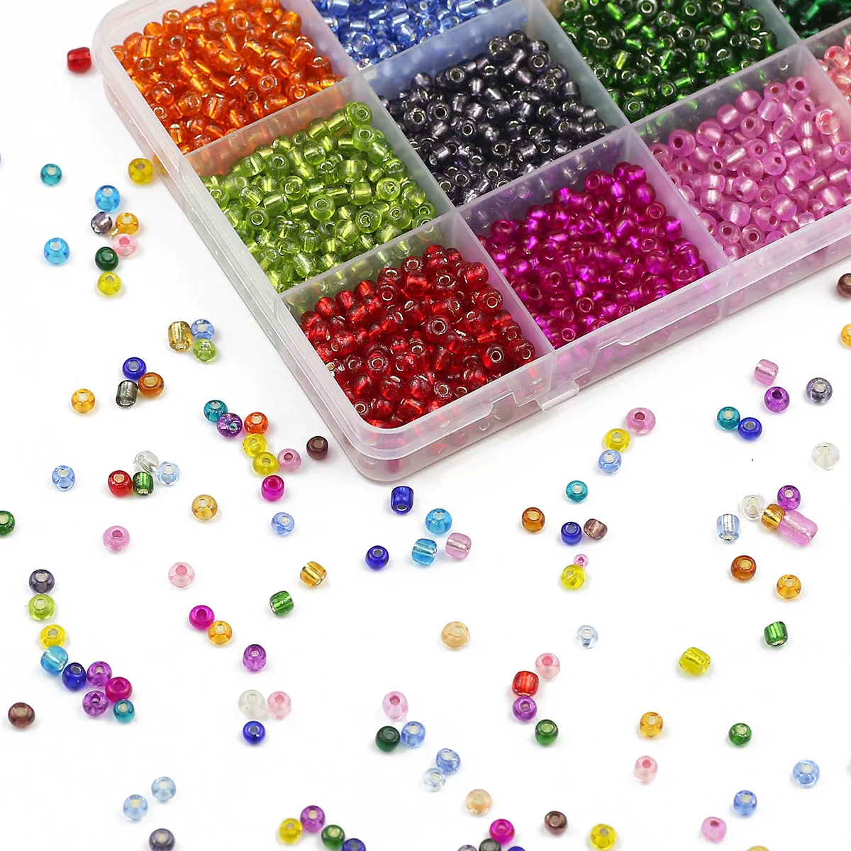 15 Colors Kit Transparent 2/3/4mm Multi-Size Glass Bead Spacer Loose Rice Beads For Jewelry DIY Bracelet Necklace Accessories