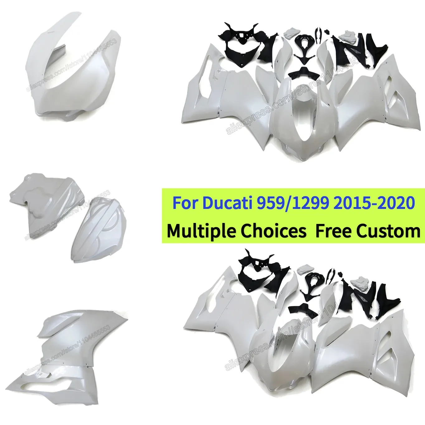 

Pearl White Plastic Body Fairing Kit Fit for Panigale1299 959 2015 2016 2017 2018 2020 959 2019 Fairings