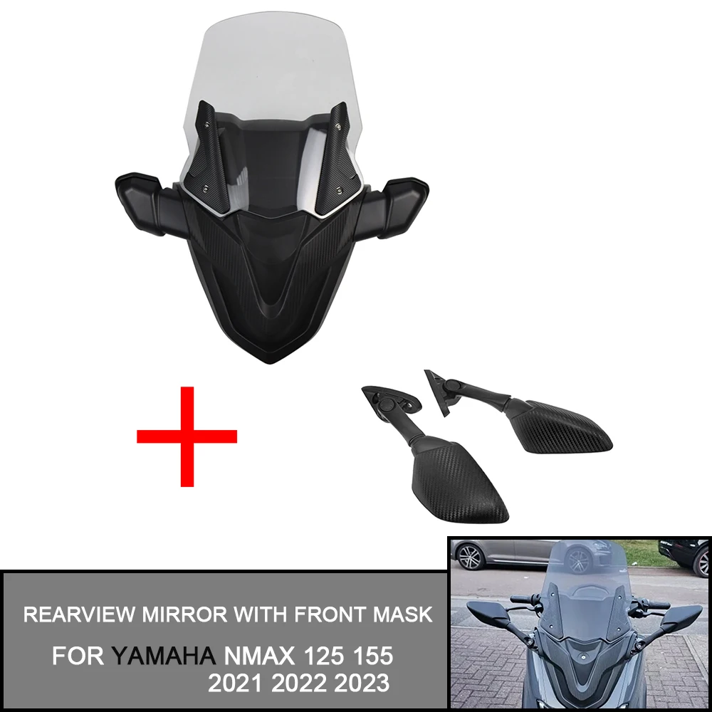 Motorcycle For Yamaha NMAX 125 NMAX155 2021 2022 23 NMAX155 125 Windscreen Windshield With Rearview Mirror With Front Mask Panel