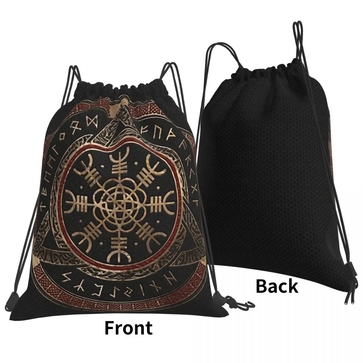 The Helm Of Awe V-Viking Age Cool Kawaii Drawstring Bags Shopping Shoe Clothes Storage Multi-function Teen Portable Rucksack