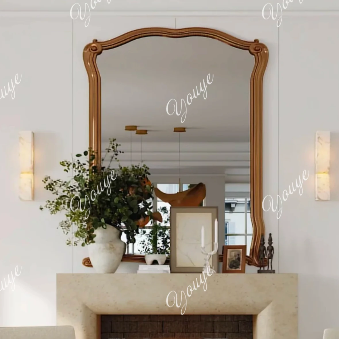 bathroom mirror American entrance fireplace decorative mirror advanced sense wall hanging bathroom makeup mirror customization