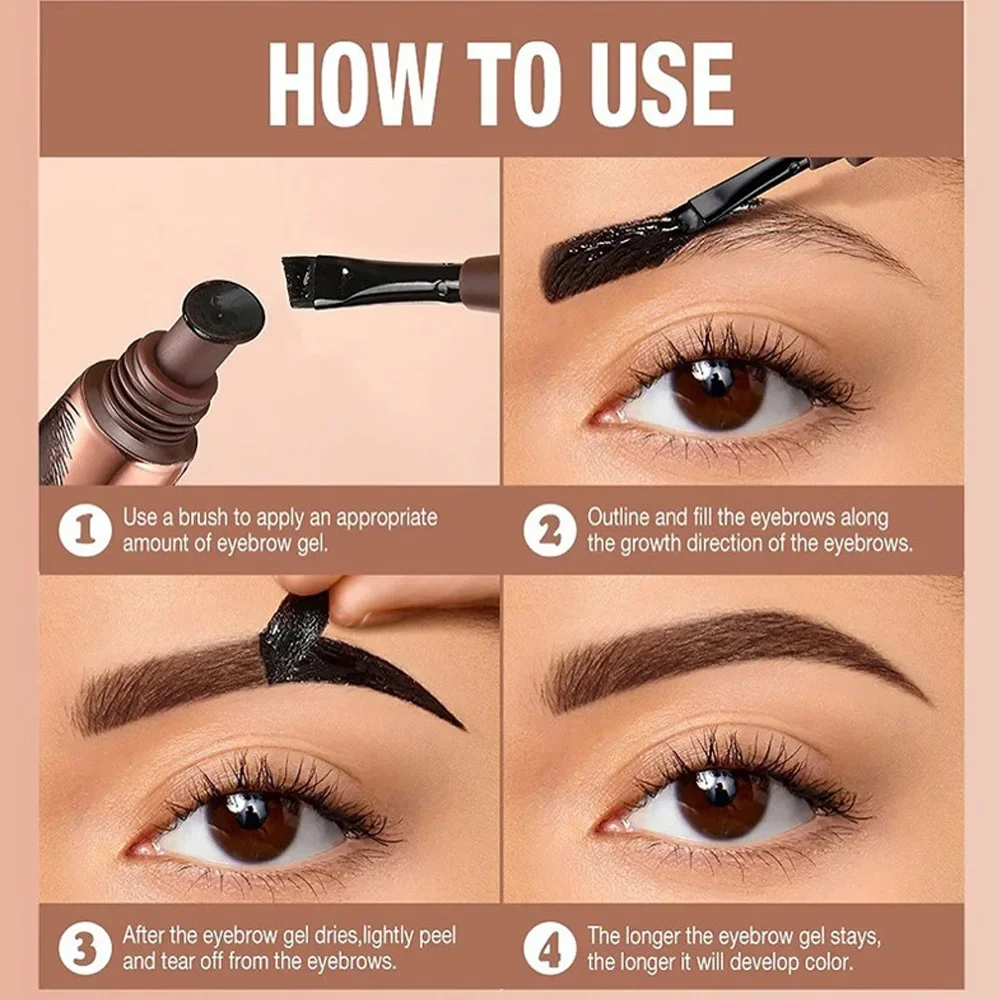 Gel per sopracciglia peel-off a 4 colori Impermeabile duraturo Semi permanente Marrone naturale Liquido Eye Brow Enhancers Sopracciglio Tattoo Tinta Trucco