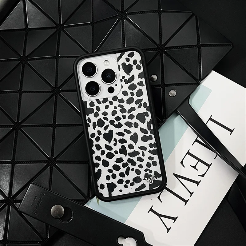 Wildflower 3D Leopard Phone Case for iPhone 17 16 15 14 13 12 Pro Max Plus 16plus Luxury Star Moon WF metal Logo Back Cover