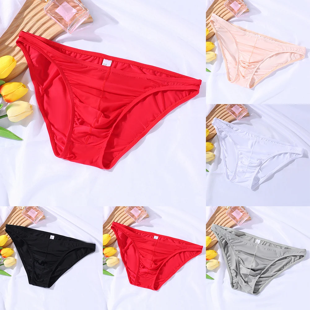 

Тонкие мужские прозрачные шелковистые трусы из ледяного шелка с низкой талией, сексуальное нижнее белье, удобные дышащие мягкие трусы