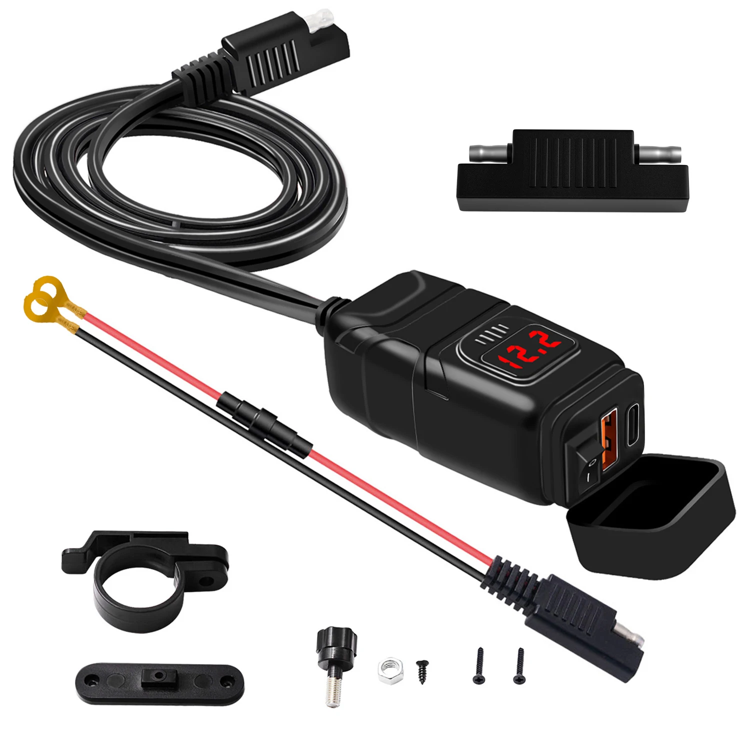 

Motorcycle USB Charger Type-c Charger Super Fast Charger QC3.0 with Voltmeter ON/Off Switch for Phone Tablet 7/8inch Handlebar