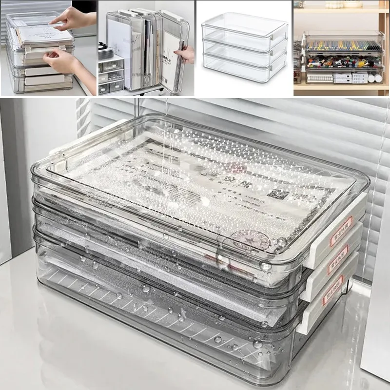 

Transparent Acrylic Office Document Storage Box Dustproof File Classification Box for Certificates A4 Paper Organizer Supplies