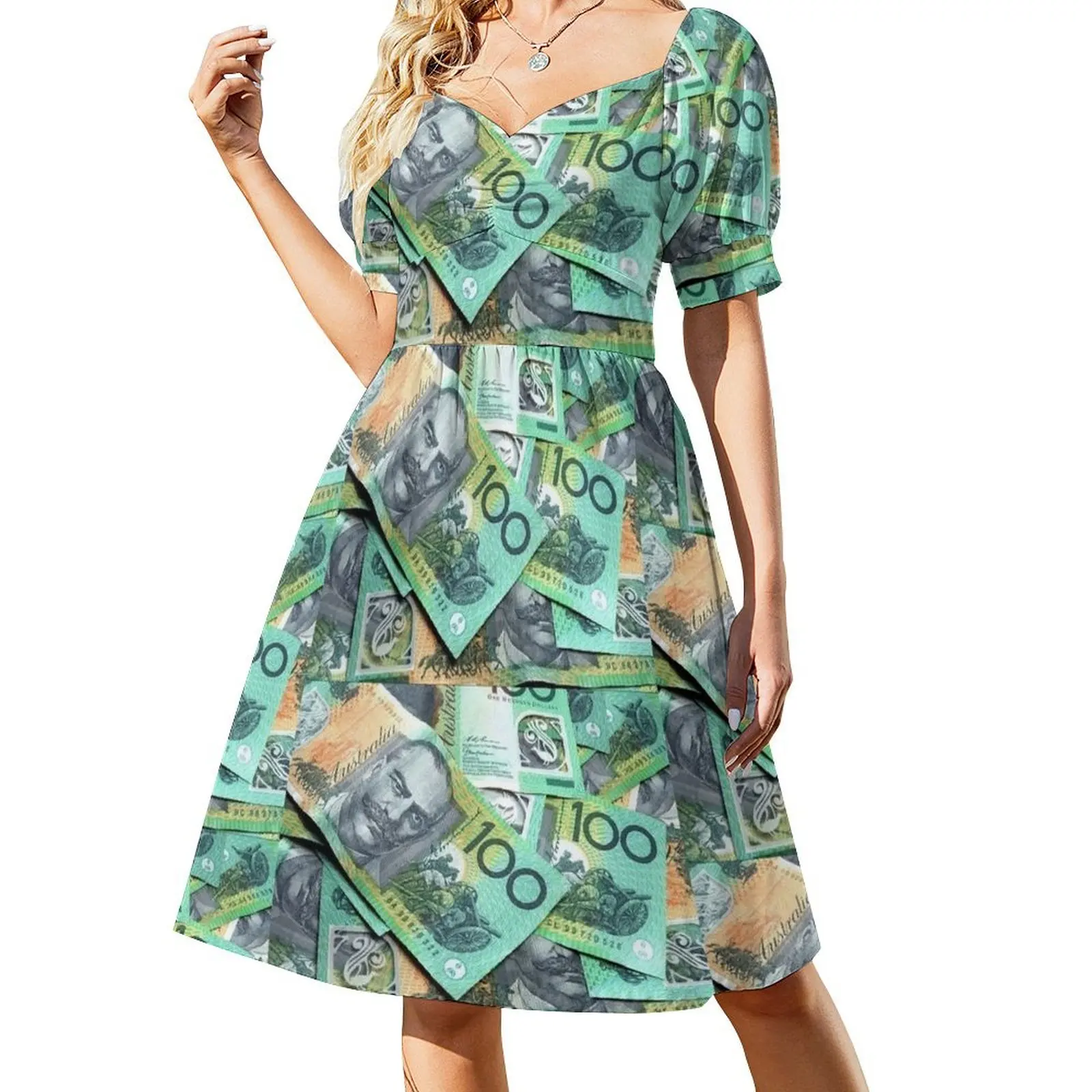 

Australian $100 notes Short Sleeved Dress Woman dresses dress for woman Dress