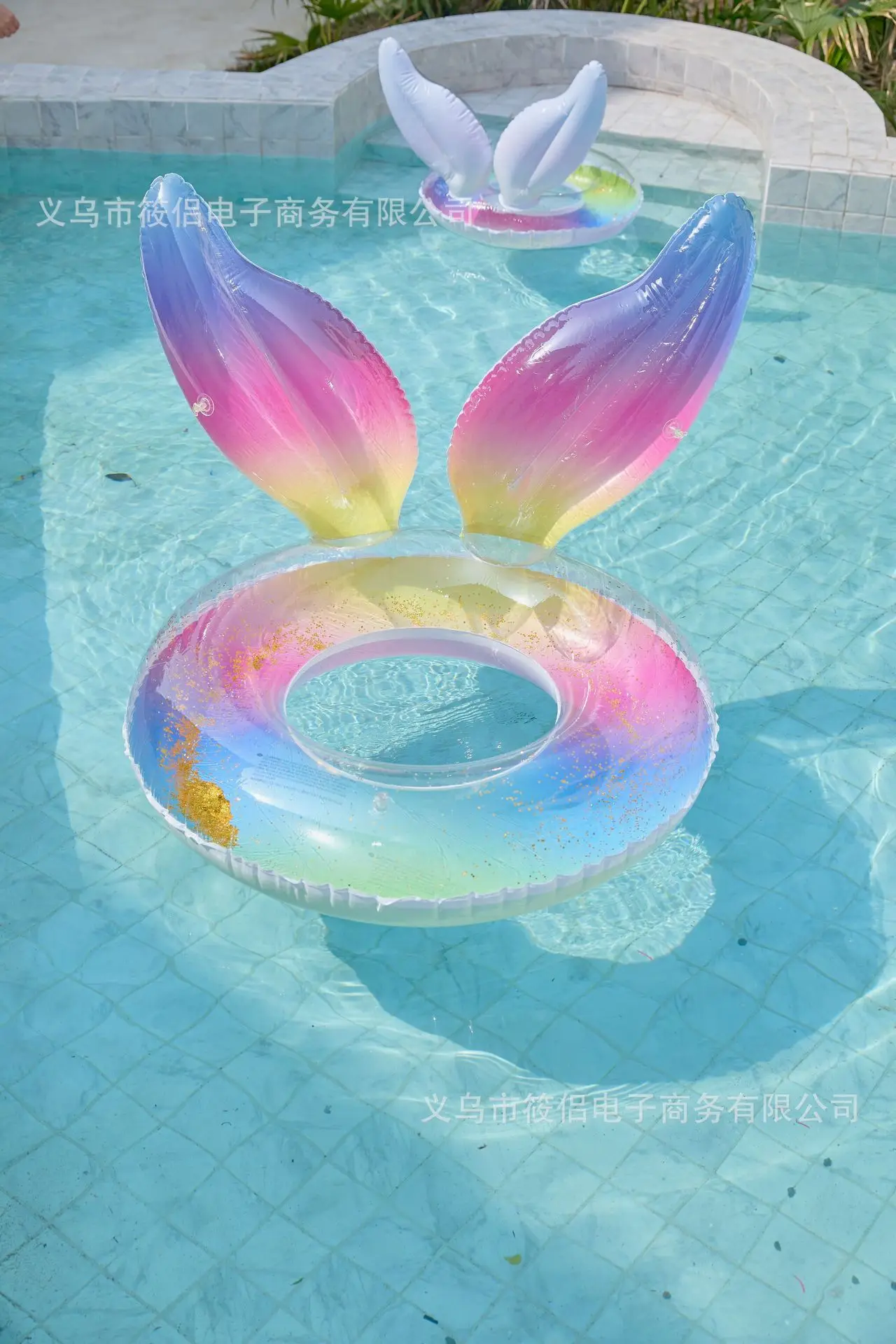 RainbowW Inflatable Pool Floats Crown Floating Ring Glitters Filled Durable Swimming Ring for Adult Summer Beach Pool Tube 33.5