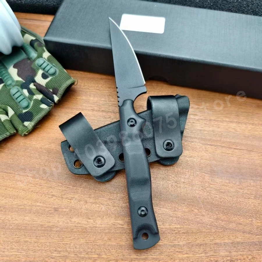 

TO/PS Black Stainless Steel Straight Knife 8Cr13Mov Blade G10 Handle Suitable for Outdoor Survival Rope Cutting Self-defense