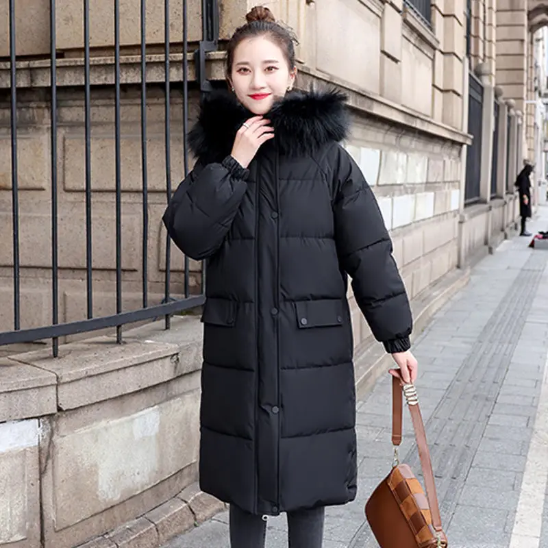 Women's winter Coat jacket female thickened down cotton Winter clothes ladies Straight Keep warm parka hooded coat loose outer