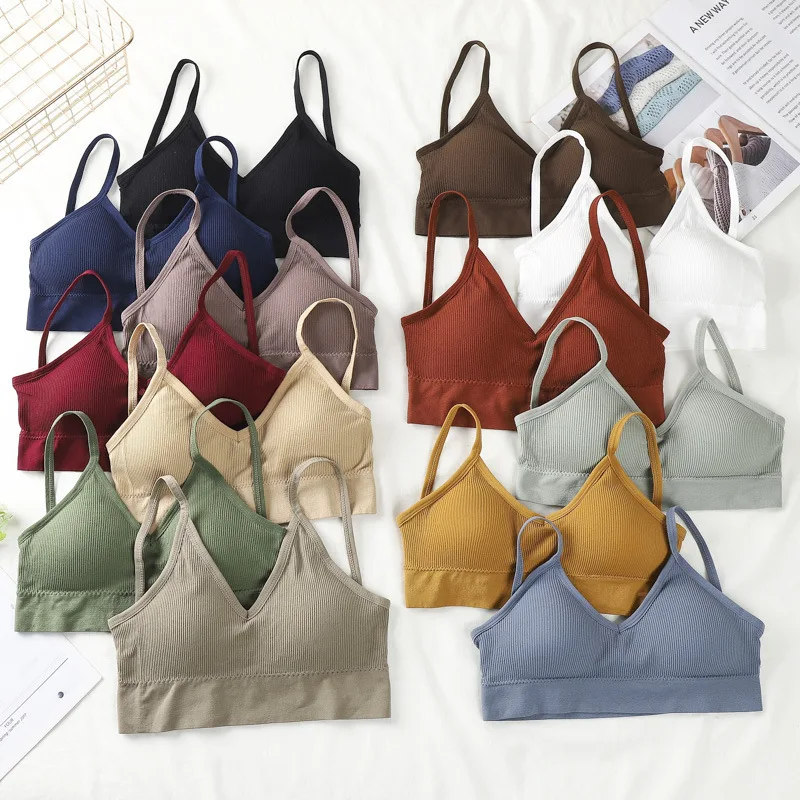 Underwear Bandeau Sling Vest with Chest Pad Anti-Exposure Sexy Seamless Brassiere Bra for Women