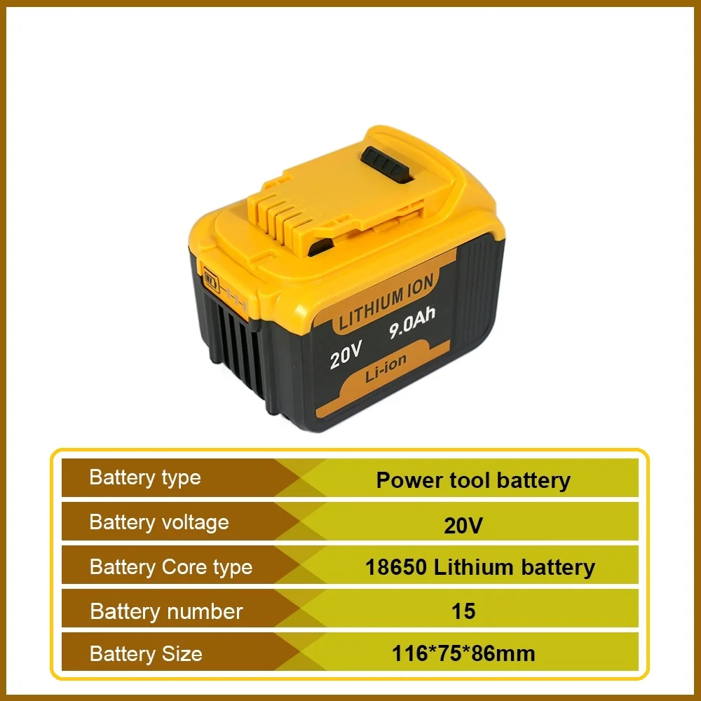 For Dewalt 20V Battery 6Ah 9Ah 10Ah Lithium-Ion Battery DCB206 DCB200 DCB205 DCF845 DCF850 DCF892 DCF911 Power Tools Battery