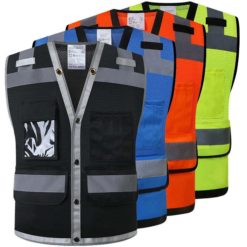 

Hi Vis Reflective Safety Vest Safety Jacket Clothing Work Multi Pockets Workwear Safety Waistcoat for Men Women