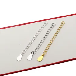1 Piece Solid 925 Sterling Silver Oval Cable Twisted Extender Chain with Waterdrop Tag DIY Necklace Bracelet Jewelry Making