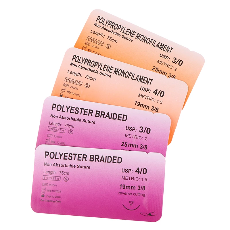 1Pcs 3/0 4/0 Needle Suture Nylon Monofilament Non-injured Suture Medical Thread Suture For Medical Surgical Suture Tool