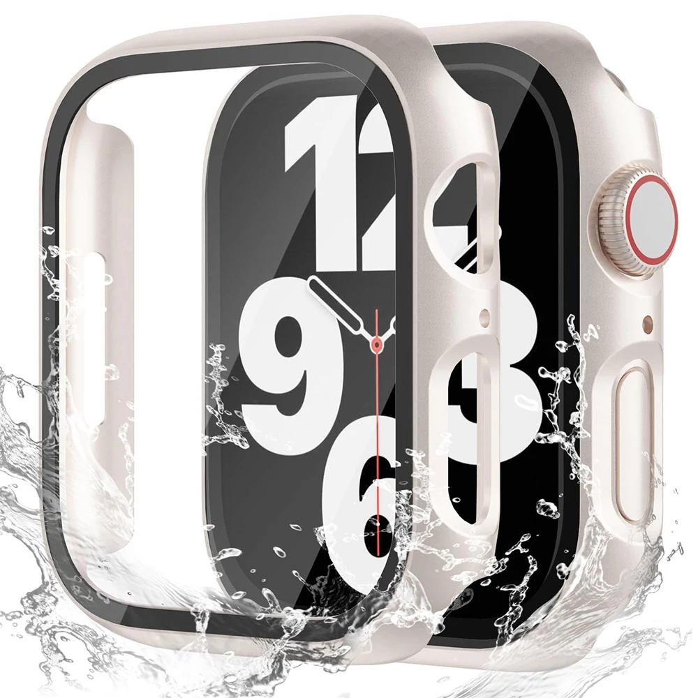 Glass+Cover For Apple Watch Case 45mm 44mm 41mm 38/40/42mm Screen Protector for apple watch Accessories series 9 8 7 6 5 4 3 se