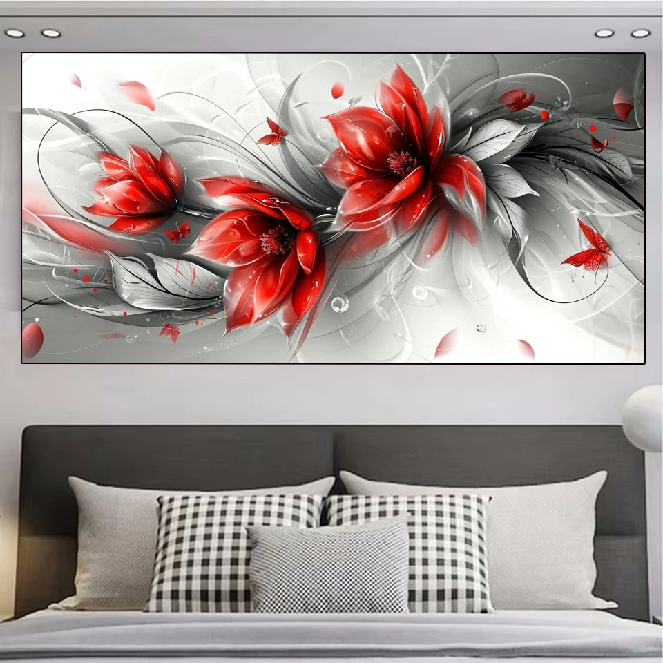 Big Diamond Painting DIY Giant Dreamy Colorful Flower Diamond Art 5D Square Round Rhinestone Mosaic Home Decoration