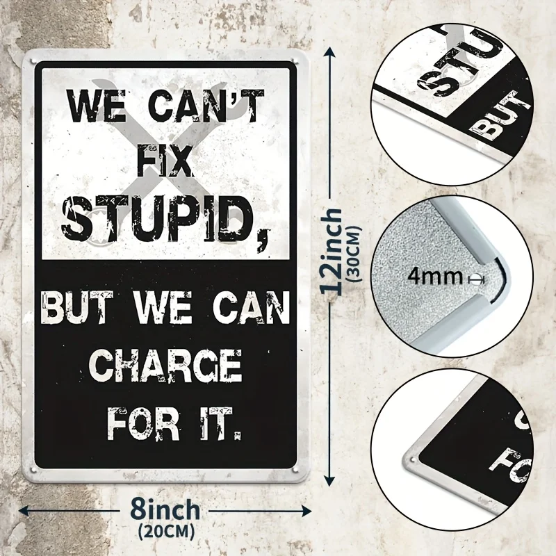 Decorative Sign& Plaque 5pcs Vintage Metal Signs for Man Cave Decoration, Humorous Warning Signs for Garage, Rustic Wall Art for