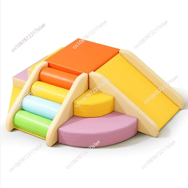 Soft Play Climb & Slide Set, Indoor Baby Climbing Frame, Foam Crawling Bed, Sensory Training Ladder