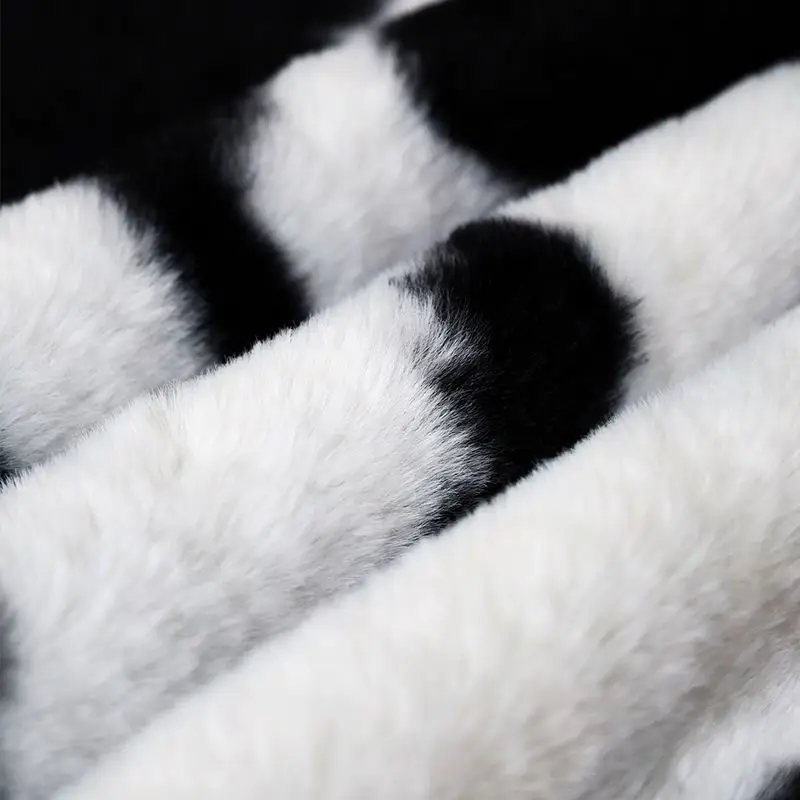 Cow Print Fluffy throw pillow covers Nordic Luxury Pillow Cover with zipper Black White Stylish Living Room Sofa Pillow Case - view 5
