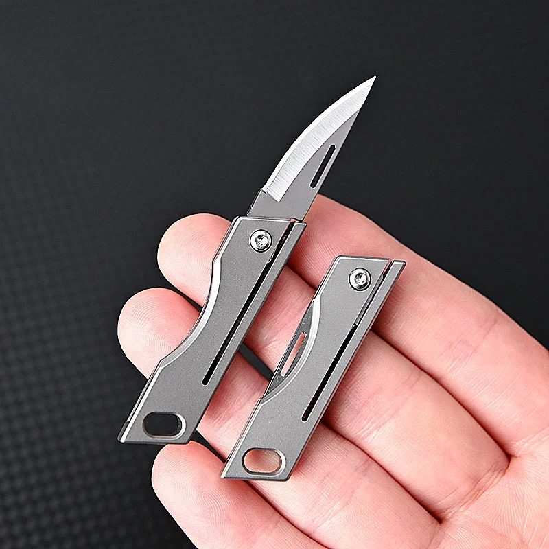 Mini Titanium Alloy Folding Knife Outdoor Camping Portable Keychain Open Box Pocket Knife Gift EDC Tool