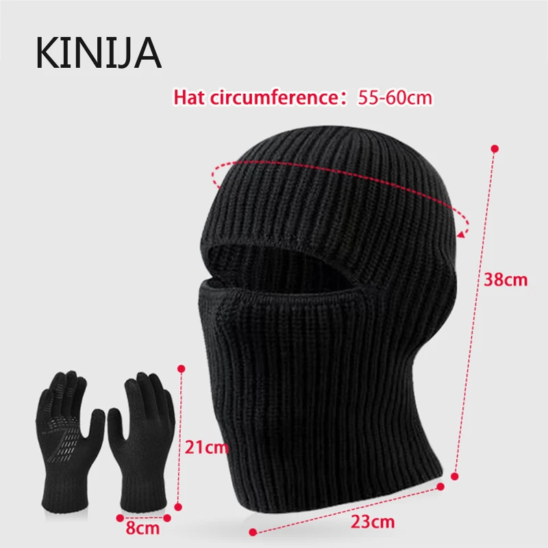 Winter Balaclava Hat Outdoors Men Women Knitted Full Beanies Sport Cycling Skiing Cap Warm Cold-proof Plush Knitted Mask Ear Pro