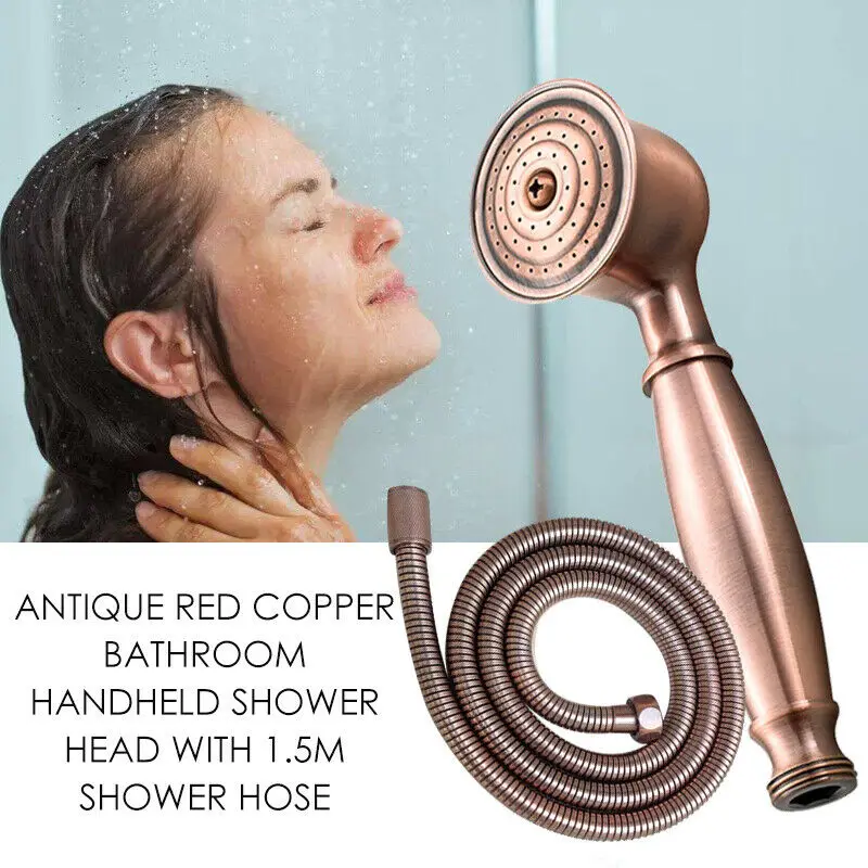 Antique Red Copper Brass Handheld Shower Telephone Style Bathroom Hand Shower Head Spray Water Saving With 1.5m Hose