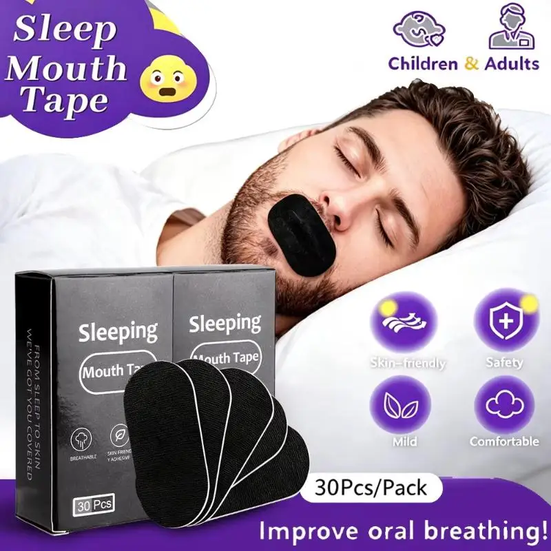 30Pcs Pcs Mouth Tape Sleeping Aid Anti Snoring,Best Breathing Nasal Strips Improved Sleep Snoring Relief Mouth Close Tape