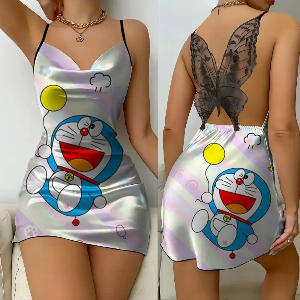 Tight Mini Skirt Women's Butterfly Decorative Pajamas Doraemon Animation Printed Tintin Fabric Magic Skirt Backless Party Skirt