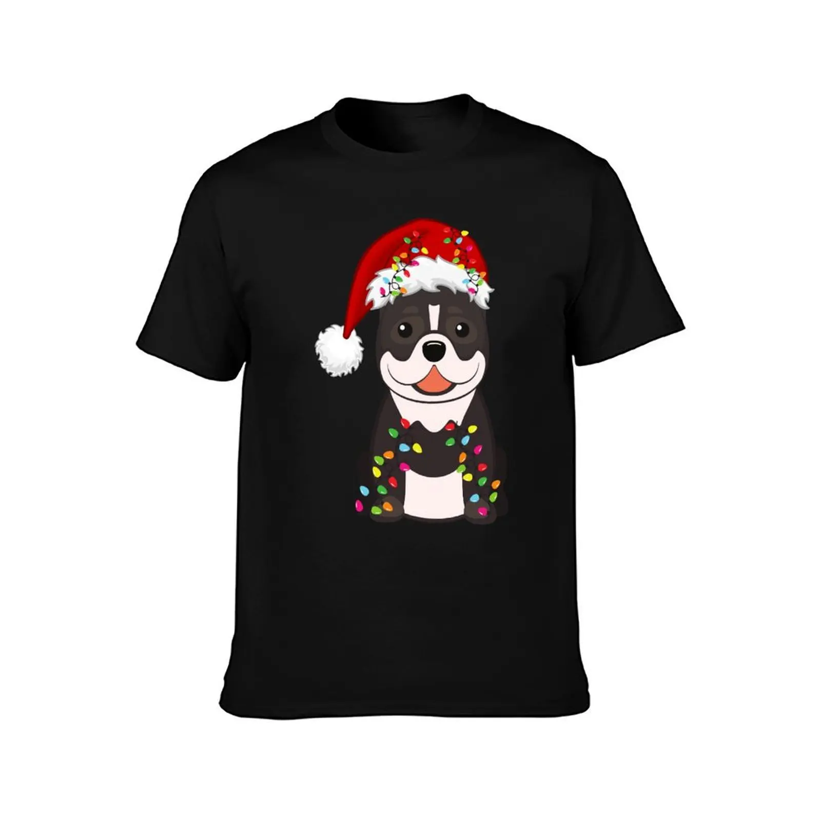 Pitbull Holiday Christmas Light - Funny Pibull Lights Christmas in Santa Hat Holiday Santa T-Shirt