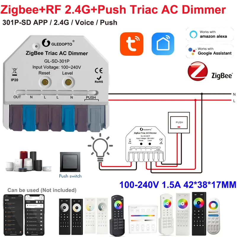 1-10GLEDOPTO Zigbee 3.0 Smart 5 in1 LED Controller DIMMER WW/CW RGB RGBWCCT Strips Works with 3.0 Hubs AC Triac Dimmer Alexa/APP image 3