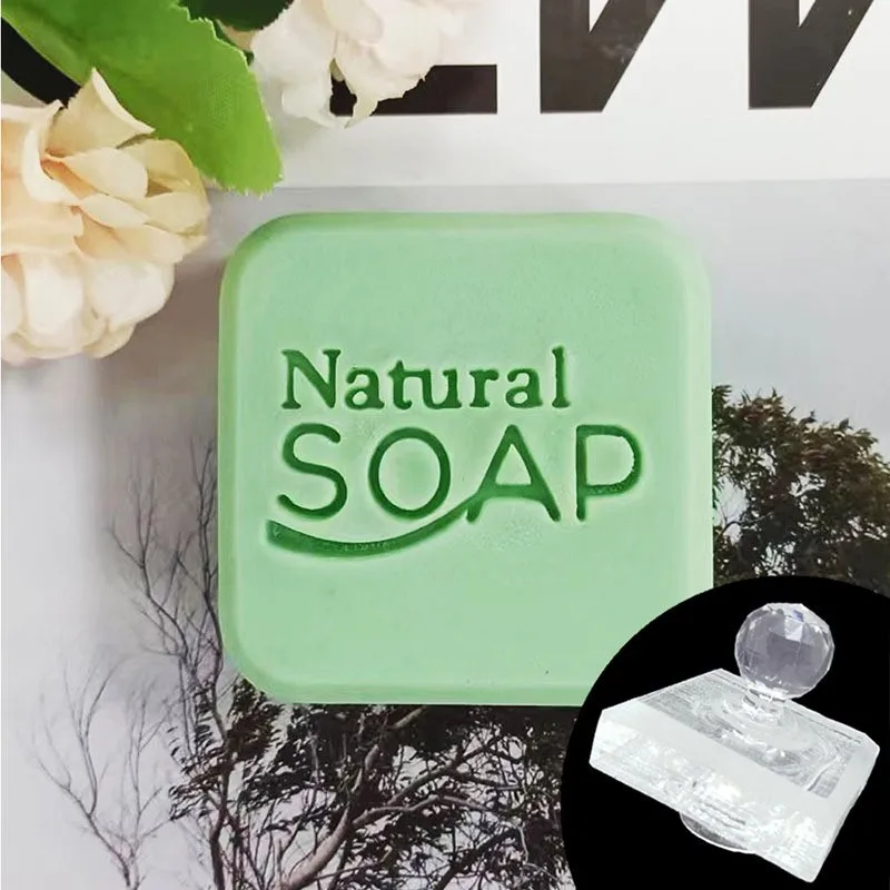 Natural Handmade Soap Stamp Clear Diy Natural Plexiglass Soap Chapters with Handle Acrylic Soap Making Chapters Customize Good