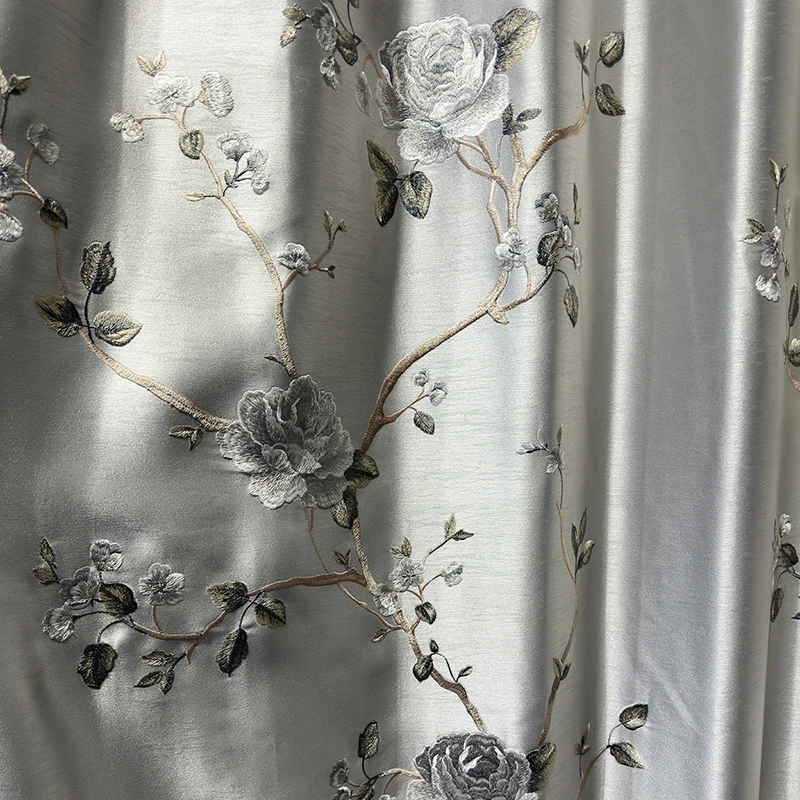 Luxury Retro Embroidered Blackout Curtains for Living Room Bedroom Dining Classic Nature Vertically Tulle Valance Custom Size