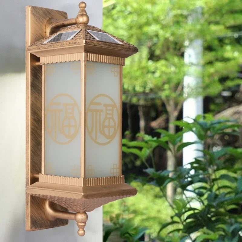 SEAN Solar Outdoor Wall Lamp Criatividade Bronze Sconce Lights LED IP65 à prova d'água para casa Villa Varanda Pátio