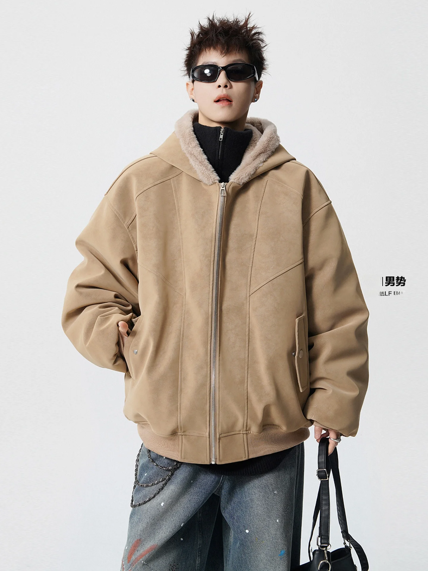 

Тяжелый хлопковый тюнер из искусственной кожи с капюшоном и принтом тай-дай для мужчин, зимнее модное свободное повседневное теплое пальто на подкладке