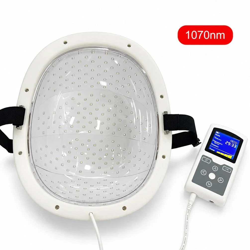 1070nm Deep Penetration NIR Photobiomodulation Helmet PBM Therapy Equipment Non-invasive for Stroke Parkinson Alzheimer Dementia