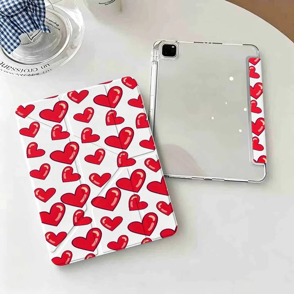 Trending Glossy Hearts For IPad Mini Air Pro 13 12.9 11 10.9 10.5 10.2 9.7 8.3 7.9 inch 5 6 7 8 th Pen Slot Tablet Case