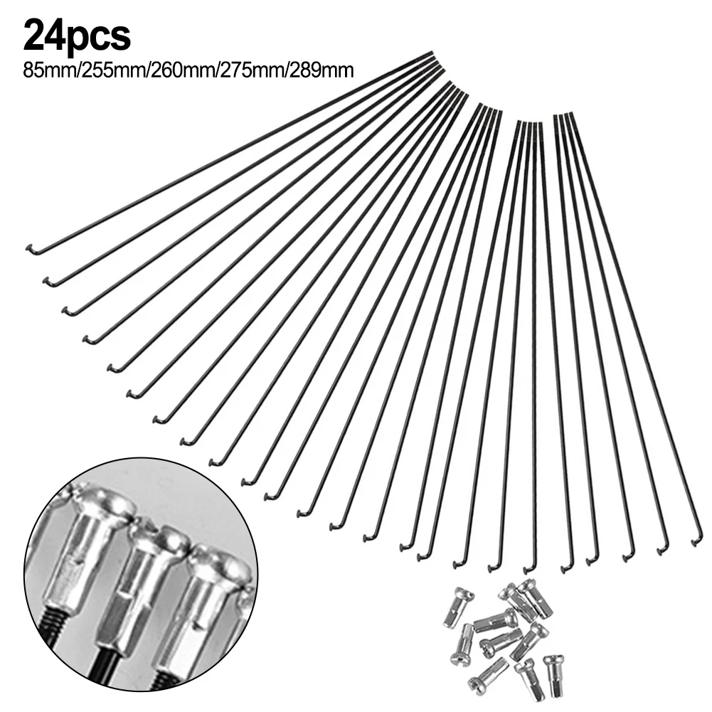 

24pcs Spokes With Nipples 255MM 275MM 289MM MTB Bike Steel Spokes And Nipples For 27.5/26/29er Bikes And Hubs Bicycle Components